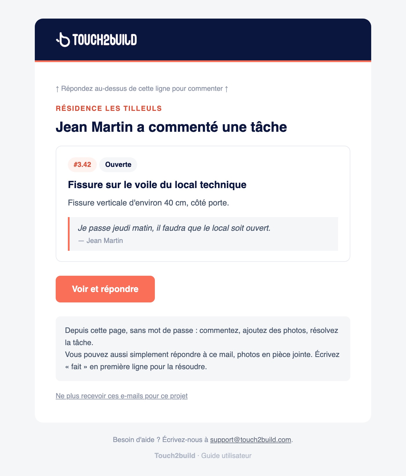 Mail envoyé après un commentaire