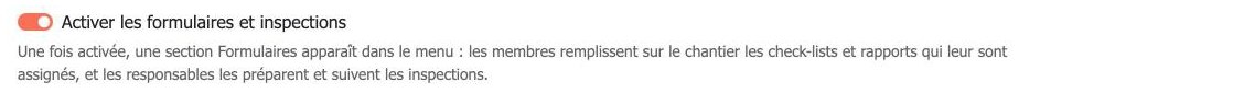 Activer les formulaires et inspections