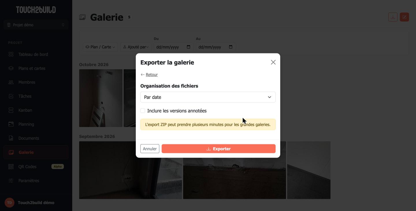 Options de l'archive ZIP