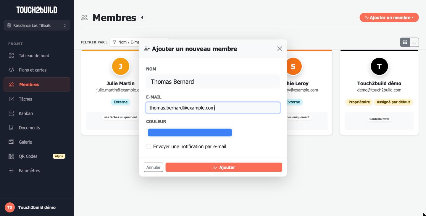 Fenêtre Ajouter un nouveau membre