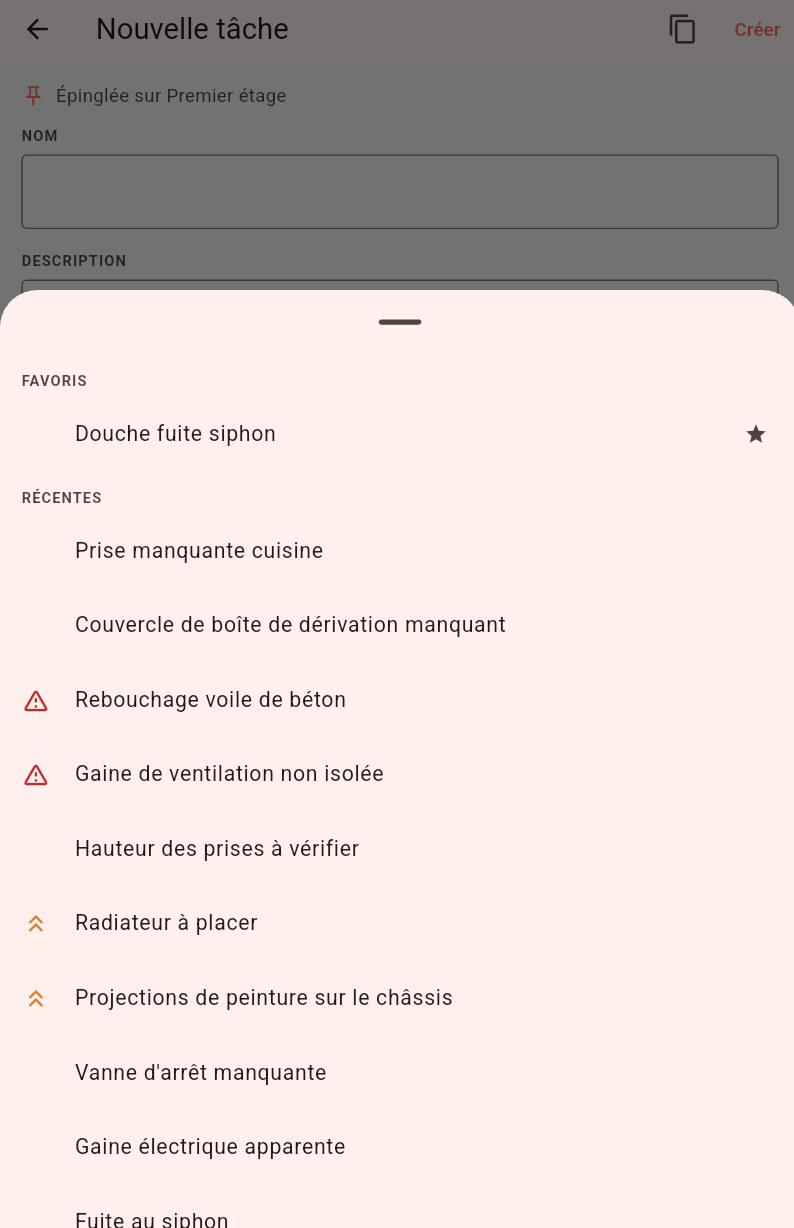 Liste Copier depuis