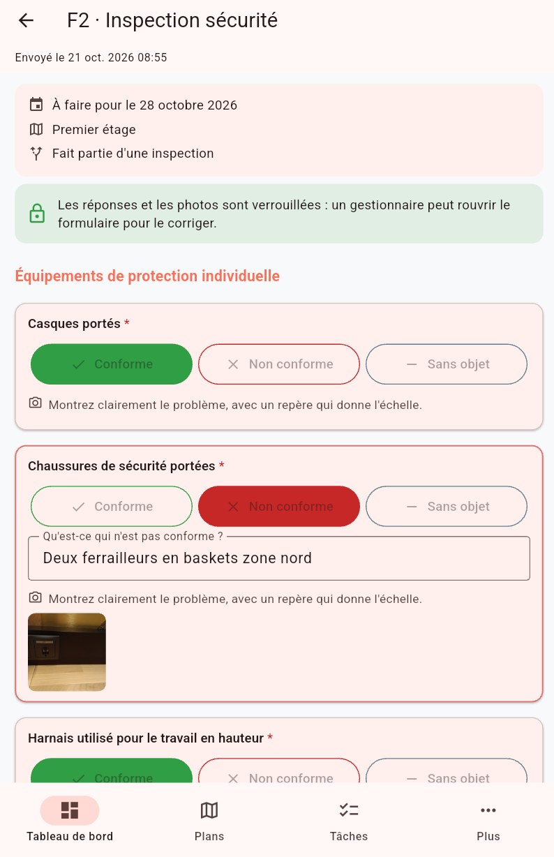 Formulaire envoyé, verrouillé