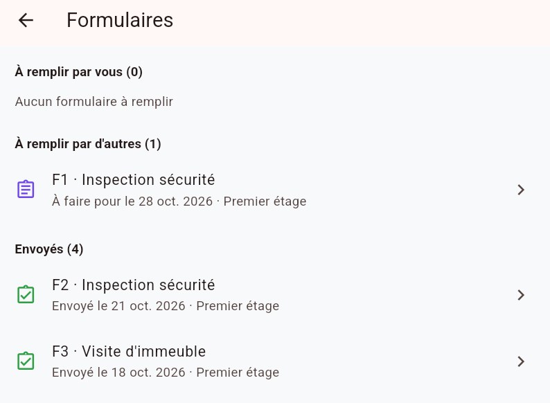 Liste des formulaires
