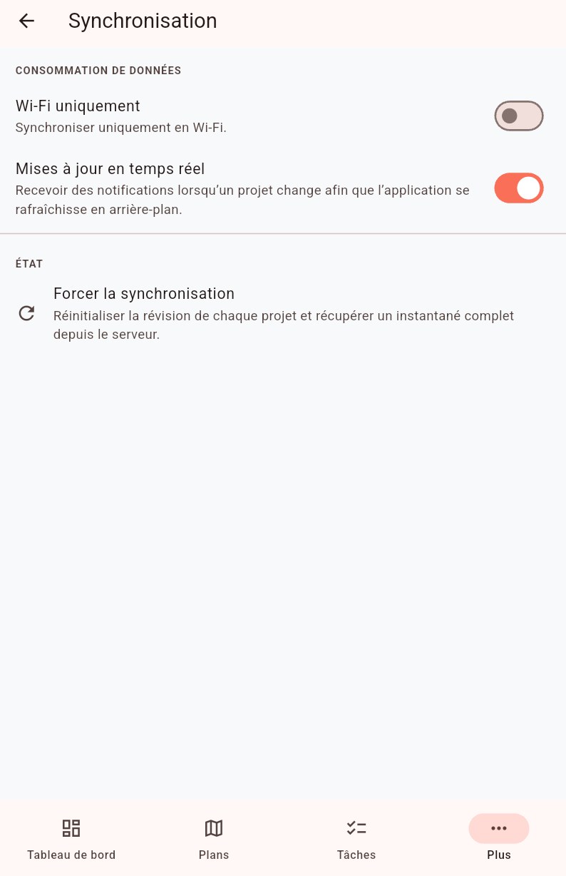 Préférences de synchronisation