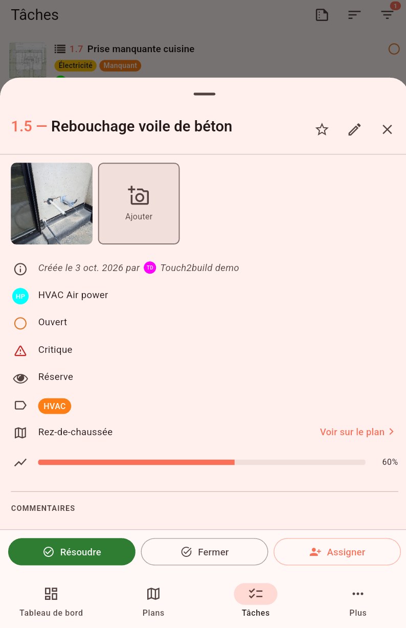 Détail d'une tâche