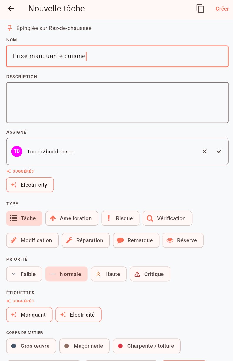 Suggestions d'assigné et d'étiquettes