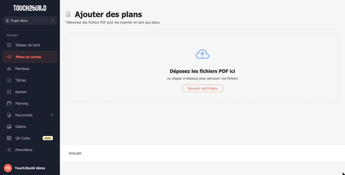 Page Ajouter des plans