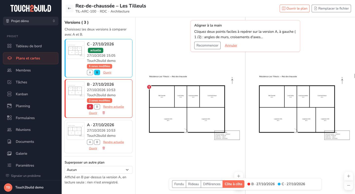 Aligner deux versions à la main