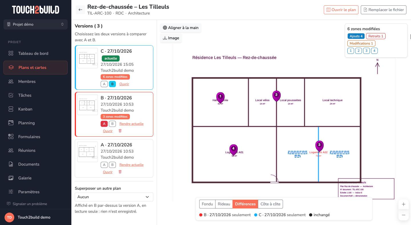 Comparer deux versions d'un plan