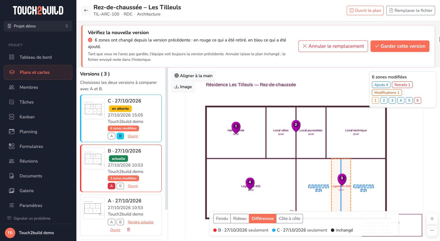 Vérifier une nouvelle version de plan
