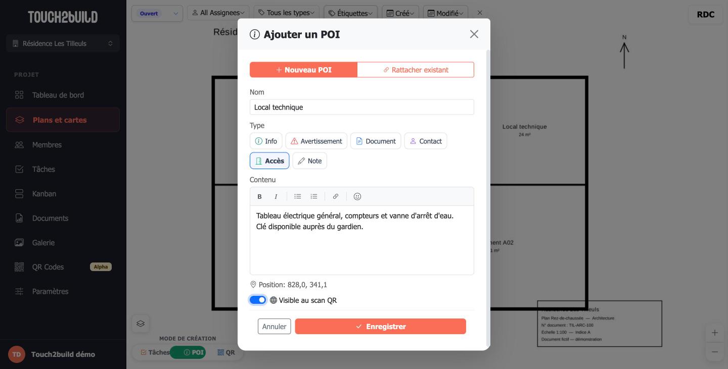 Ajout d'un POI sur le plan