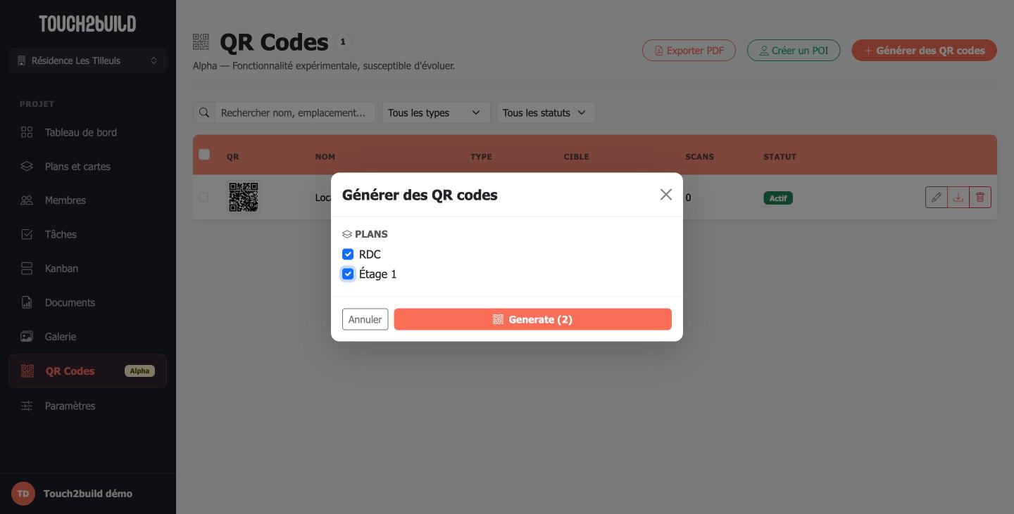Génération de QR codes