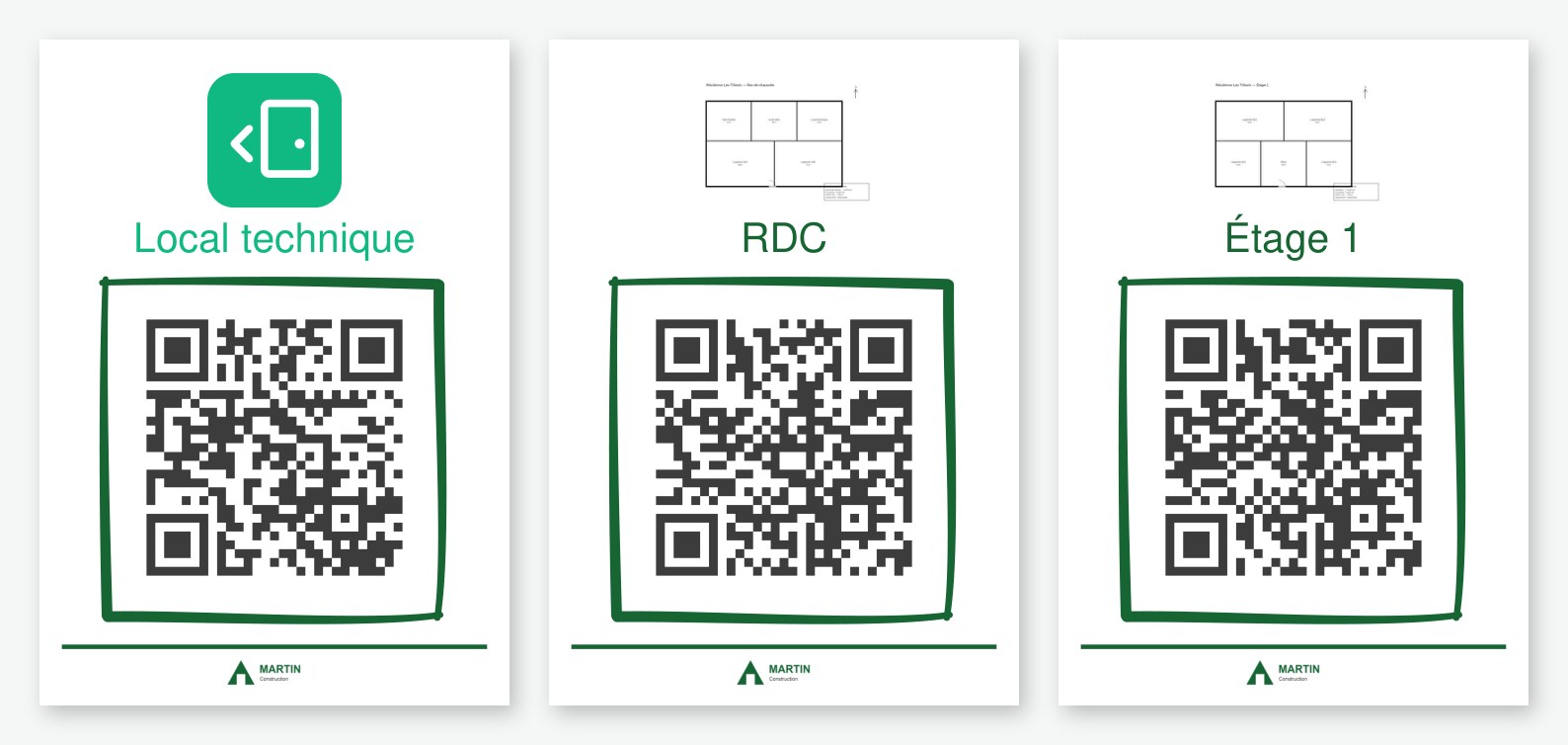 PDF des QR codes avec le modèle de l'entreprise