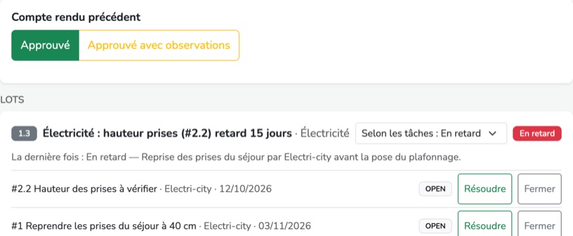 Le compte rendu précédent et un point repris