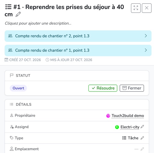 Une tâche discutée en réunion