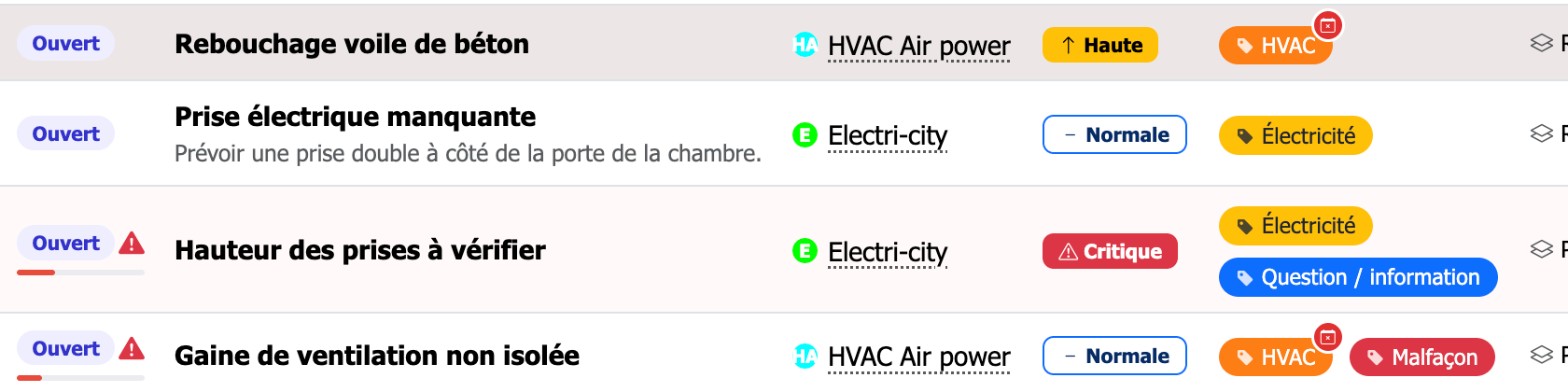 Étiquette HVAC hors planning